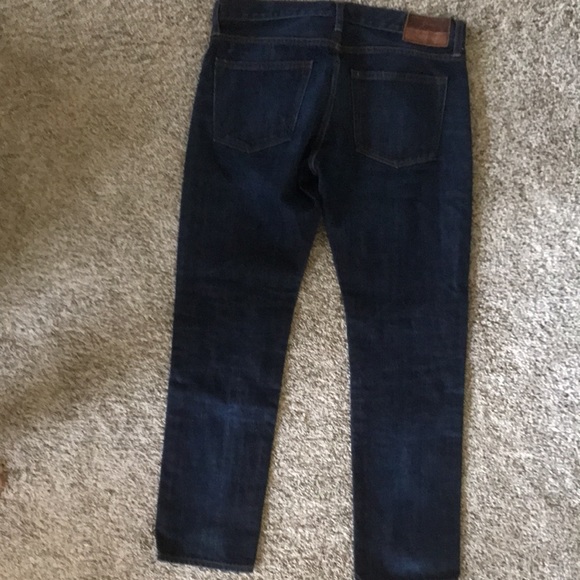 J Crew Men's 32 x  30 Kaihara Denim 484 Dark Wash Slim Straight Blue Jeans - Picture 5 of 5